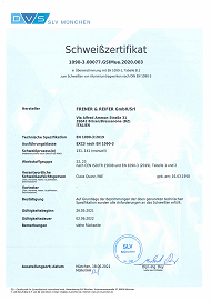Certificat de soudage<br />1090-2.00216.GSIMue.2016.003
